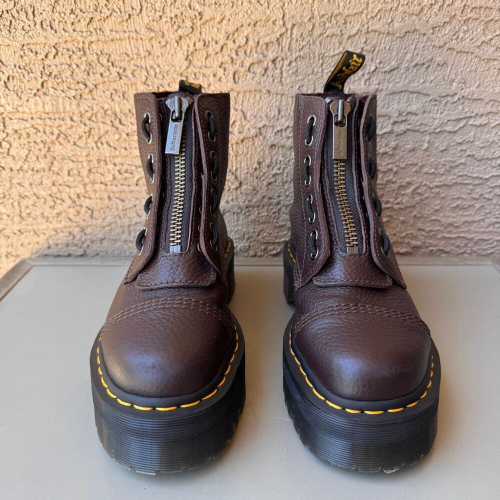 Dr. Martens Sinclair Boot Women 8US/39EU Dark Brown Milled Napa Leather Platform - Picture 2 of 14